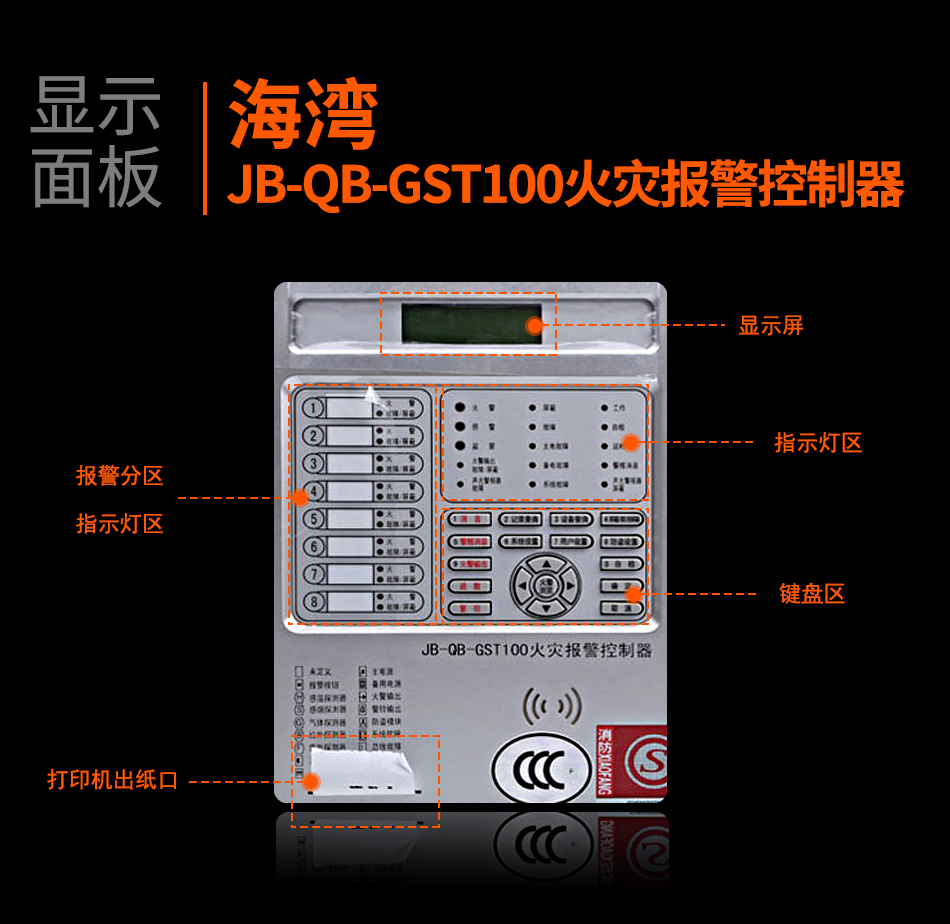 河南海灣JB-QB-GST100河南火災報警控制器顯示面板